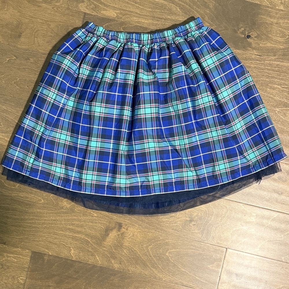 Lands' End Blue and Green Plaid Skirt